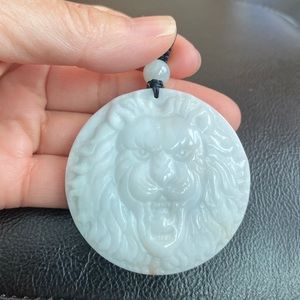 Large Natural A Jade Carved Carving Roaring Tiger Pendant Men Power Strength